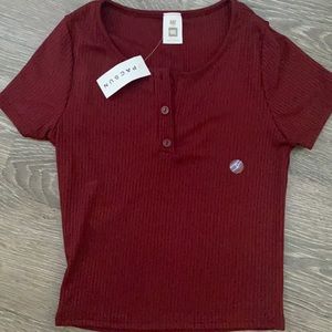 pacsun me to we size small maroon fitted shirt